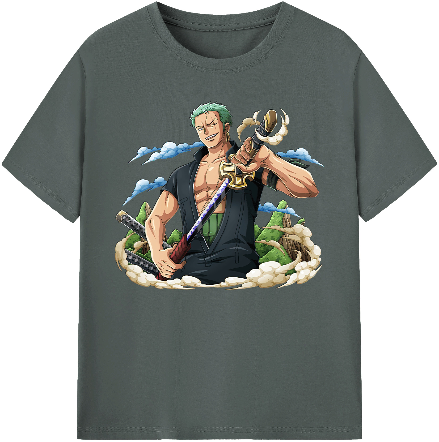 ワンピース ロロノア・ゾロ ONE PIECE Roronoa Zoro 綿100％ メンズ半袖Tシャツ｜肌触りやわらか＆通気性